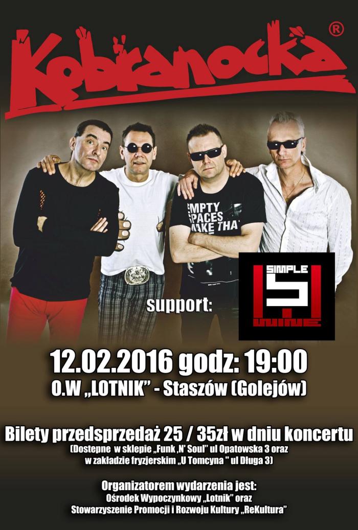 plakat koncertu zespołu kobranocka w ośrodku lotnik w golejowie